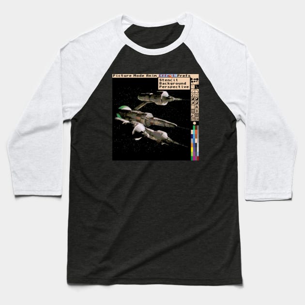 Amiga Deluxe Paint Baseball T-Shirt by haunteddata